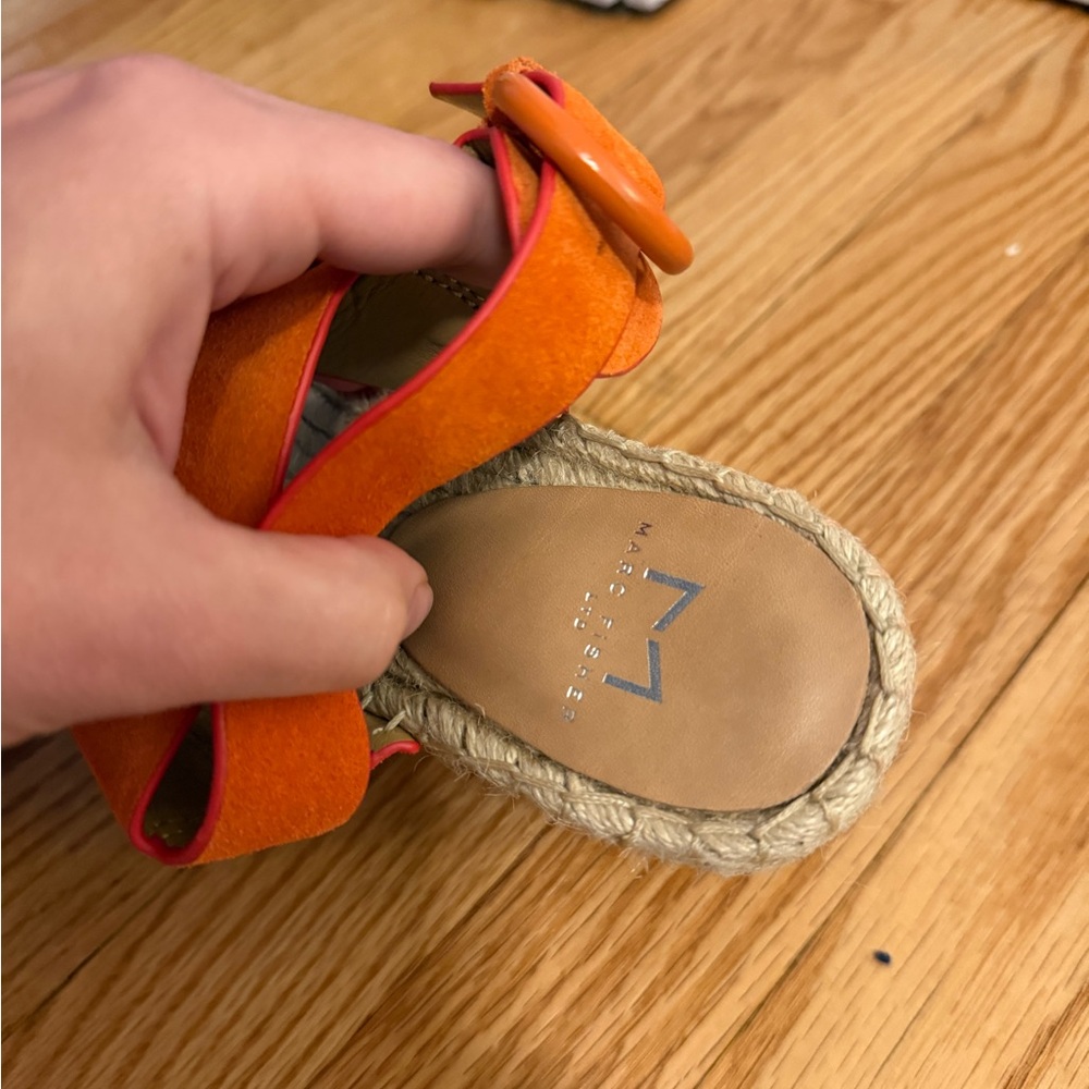 Marc Fisher LTD Renni Platform Espadrille Wedge Sandals Orange Suede Size 5 - Picture 7 of 16